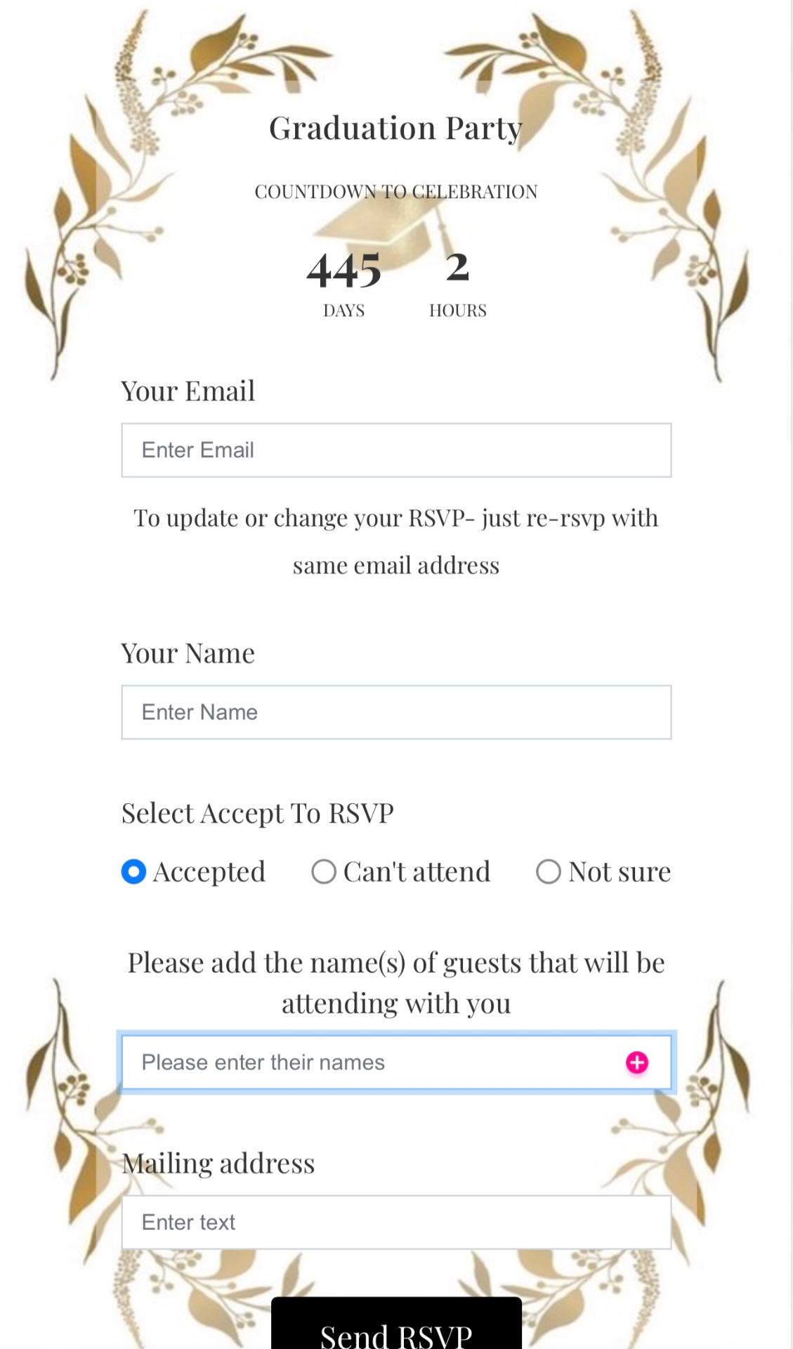 Graduation Gold RSVP template