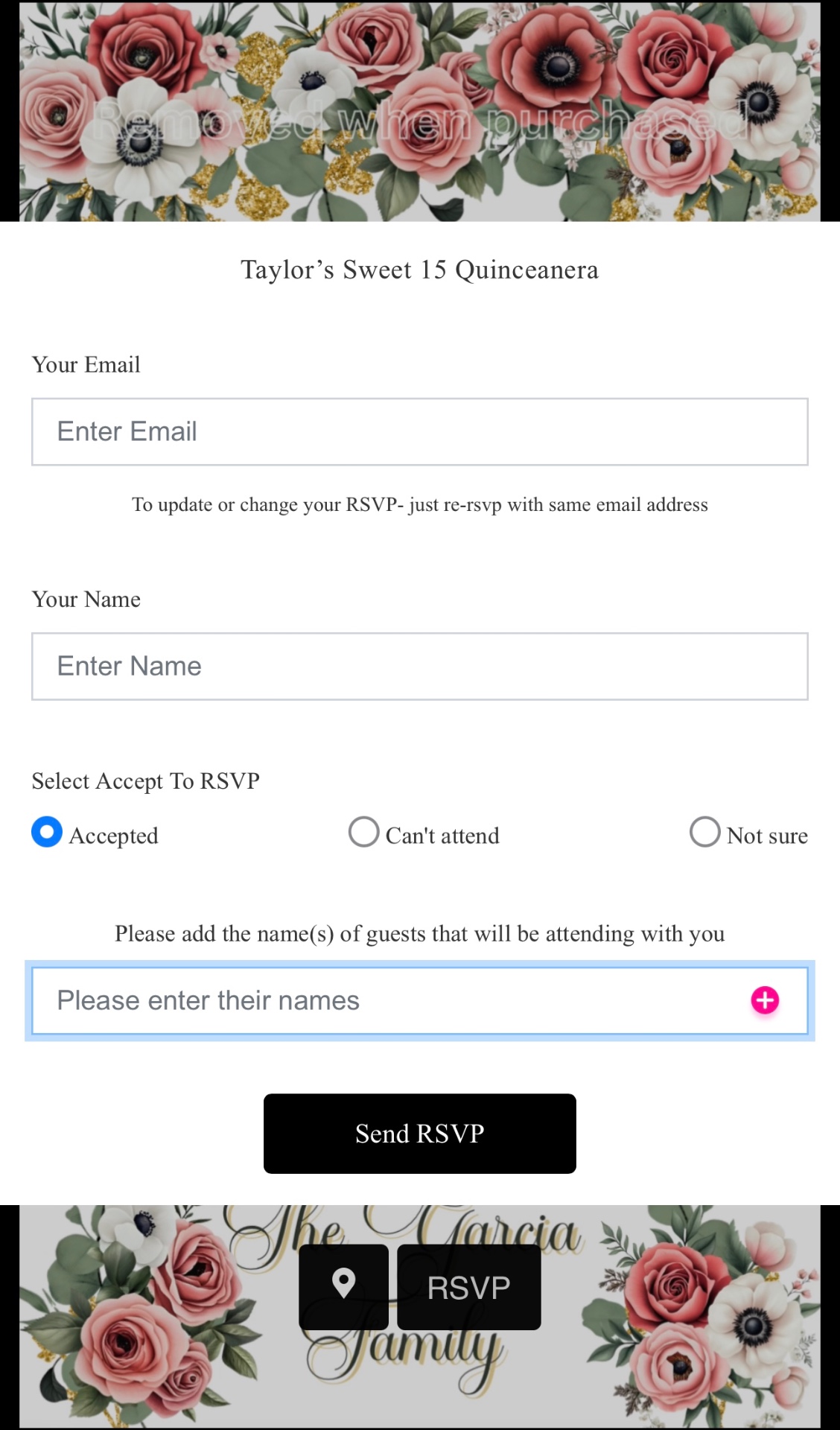 Quinceañera RSVP template
